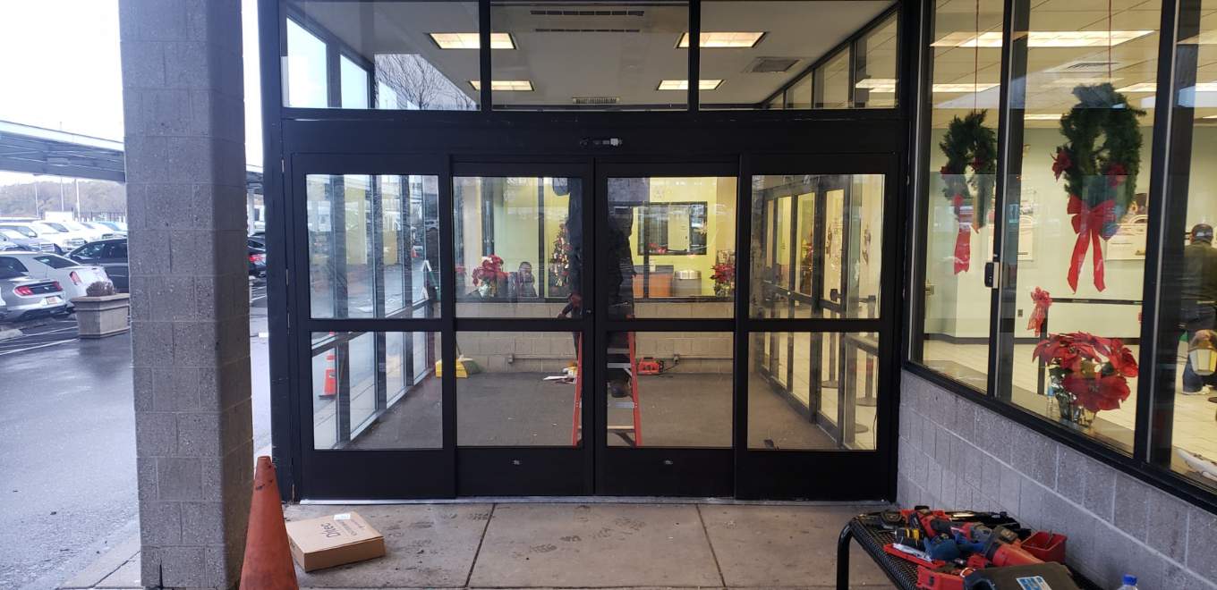 automatic sliding glass doors into a store