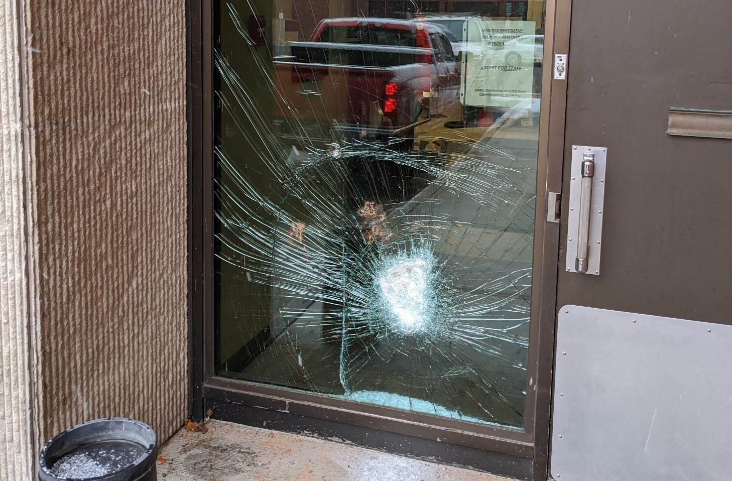 broken glass in commercial entry door