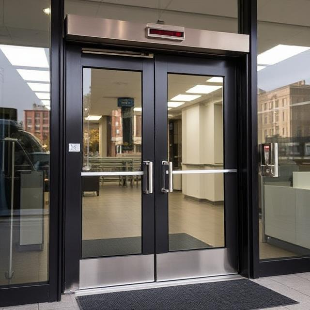 A professional image depicting common commercial door problems in Cincinnati, including misaligned tracks, rusted locks, and broken glass panels, symbolizing the need for expert door repair services.