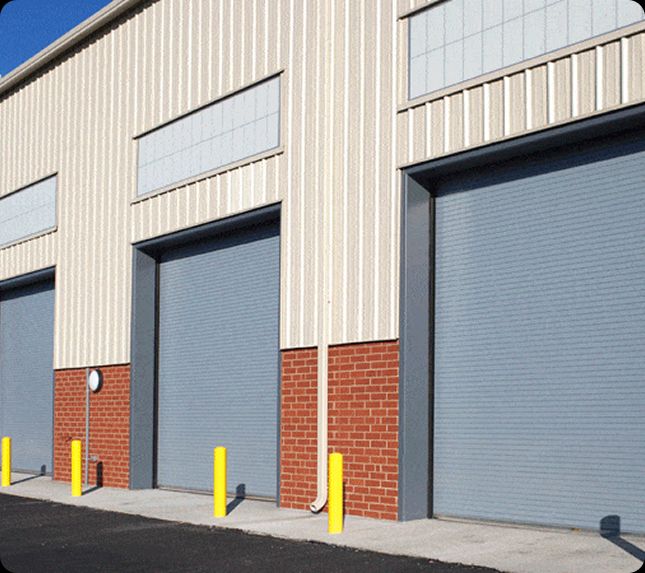 Rolling steel commercial warehouse doors in Cincinnati, OH installed by A 24 Hour Door for secure business operations.