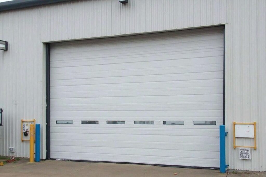 Strong commercial door with reinforced frame, secure lock, and protected glass designed to support safer entry points