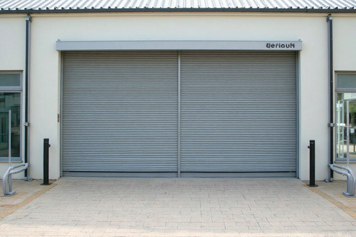 Rolling steel security gate for office building