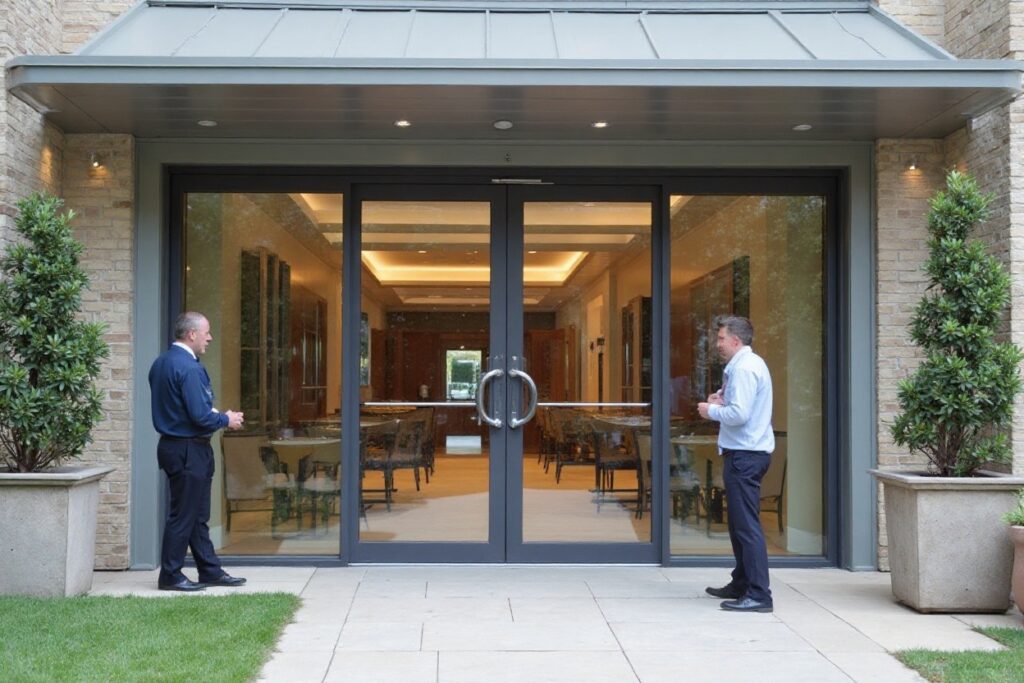 Fully secured commercial sliding door entrance system