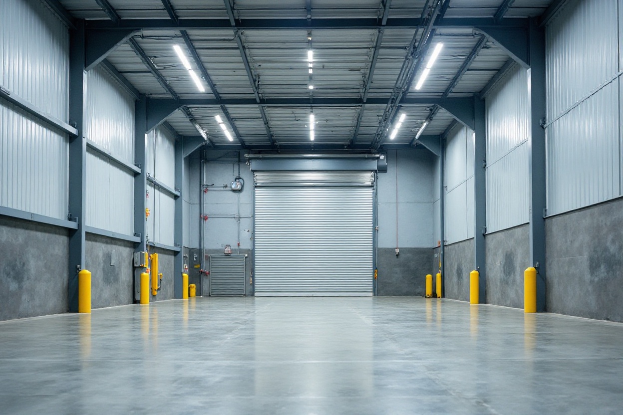 Rolling steel door installation in warehouse facility